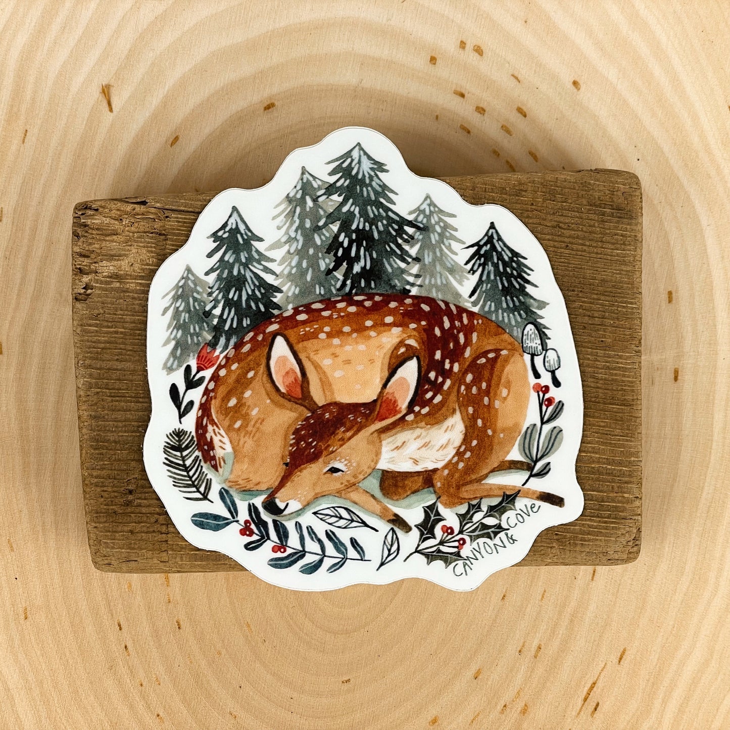 Winter Fawn Sticker