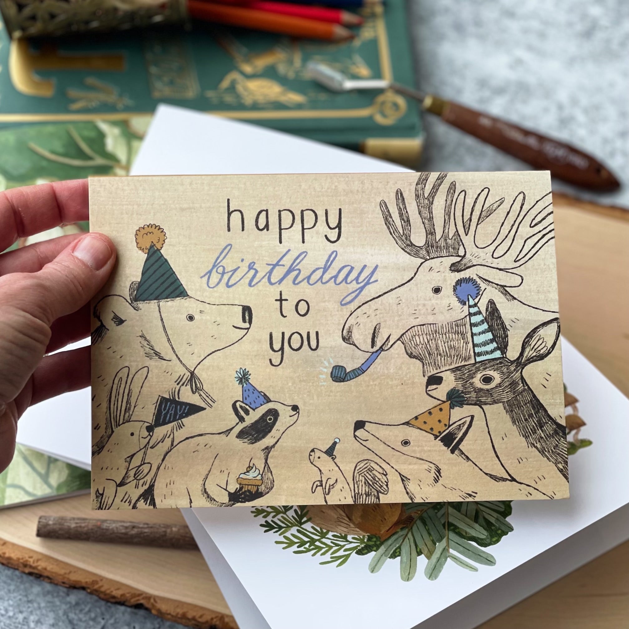 Party in the Woods Birthday Card