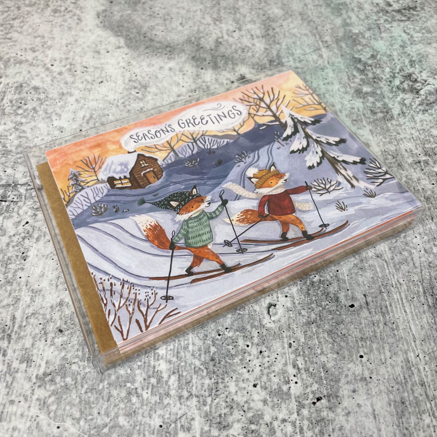 Skiing Foxes Christmas Cards (Boxed Card Set)