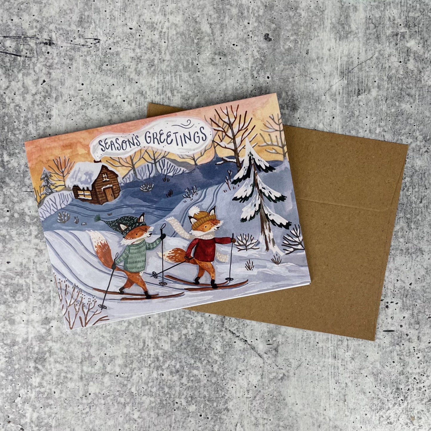 Skiing Foxes Christmas Cards (Boxed Card Set)