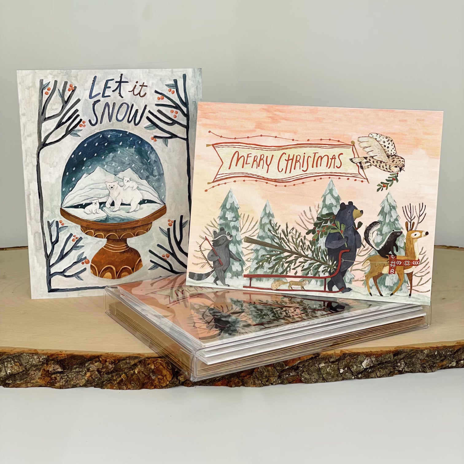 Let It Snow/Tree Cutting Christmas Cards (Boxed Card Set)