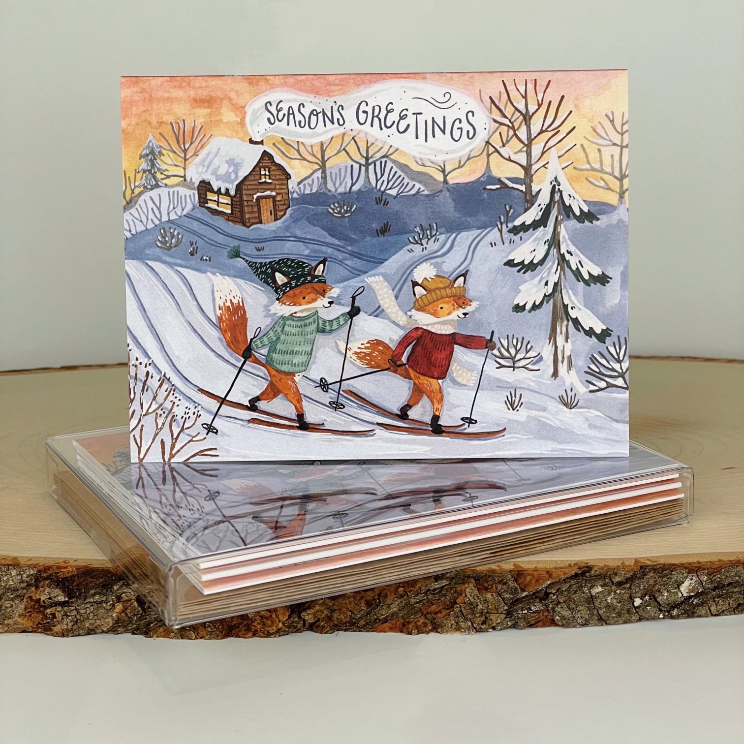 Skiing Foxes Christmas Cards (Boxed Card Set)