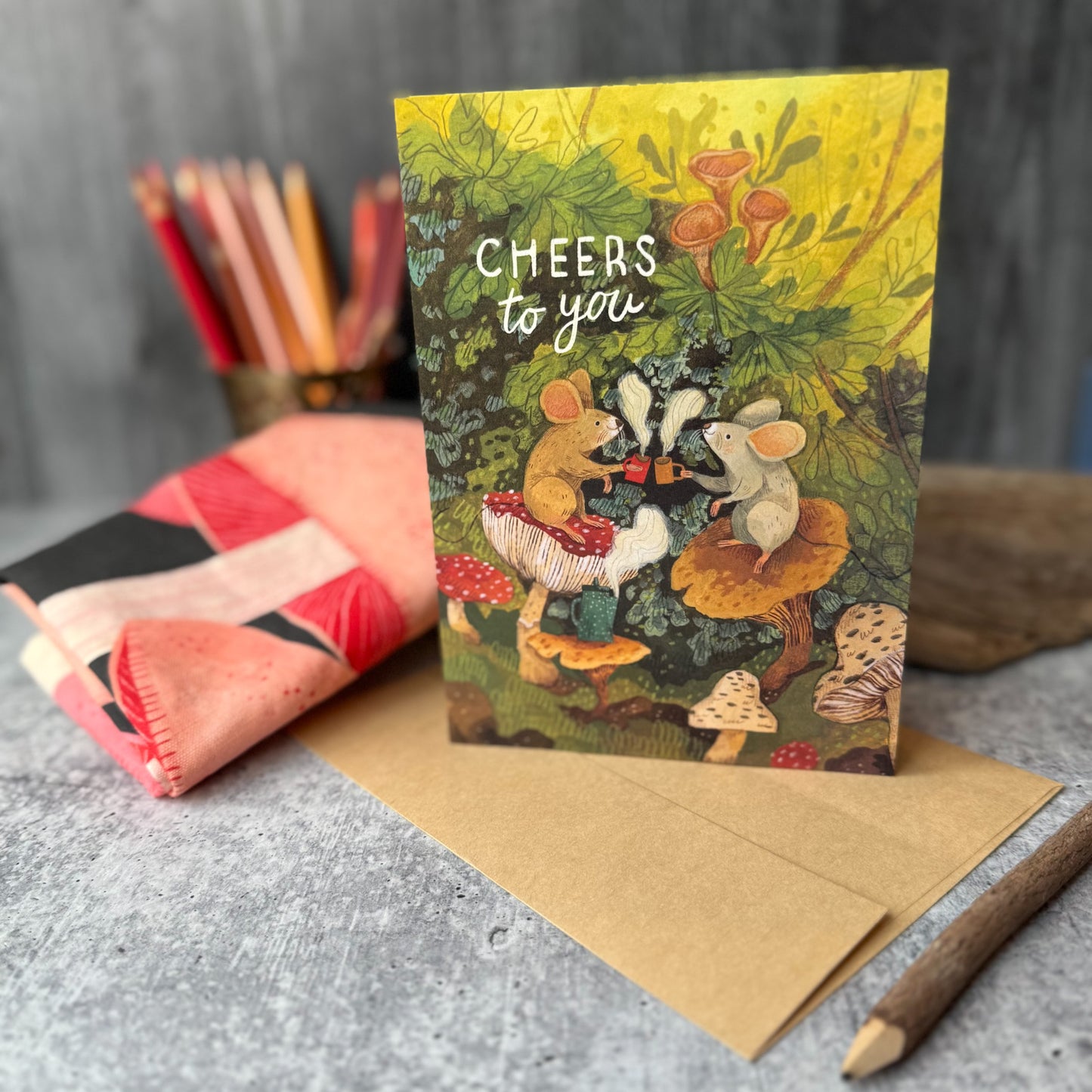 Mushroom Cheers Birthday Card