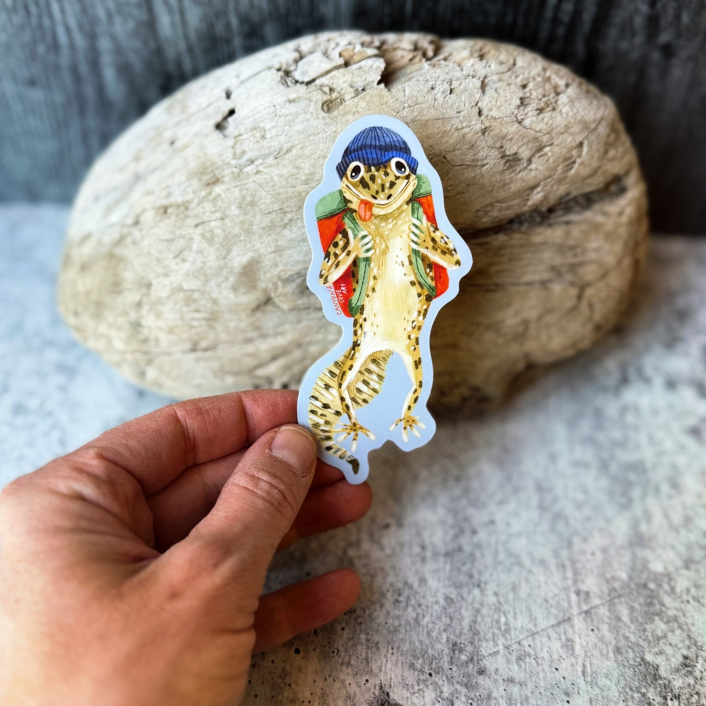 Hiking Gecko Sticker