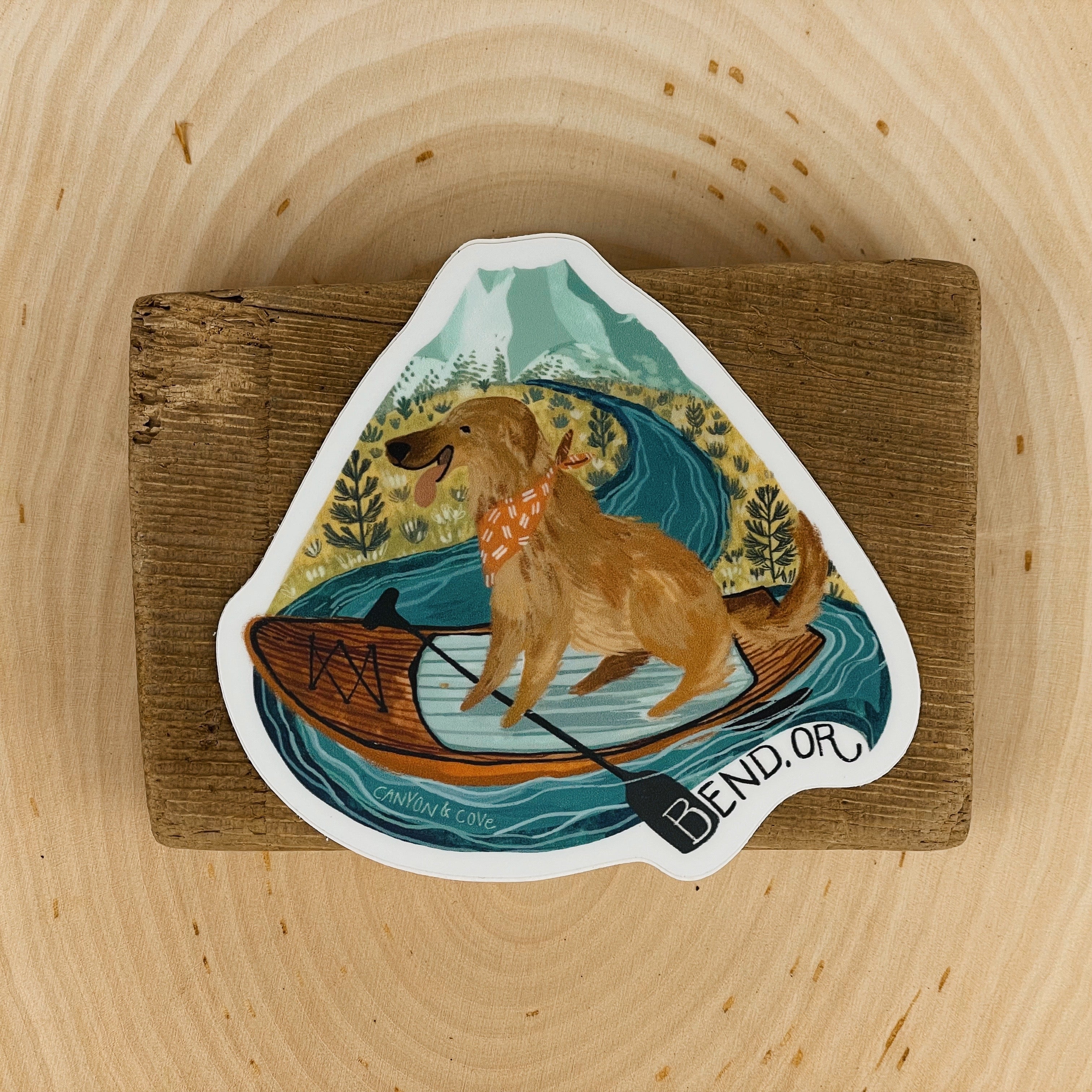 Bend Rafting Sticker Bend Paddle Board Pup Sticker – Canyon & Cove Art