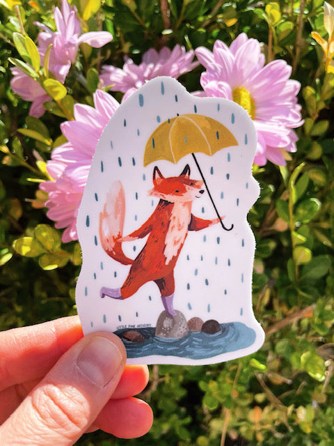 Rainy Day Fox Sticker