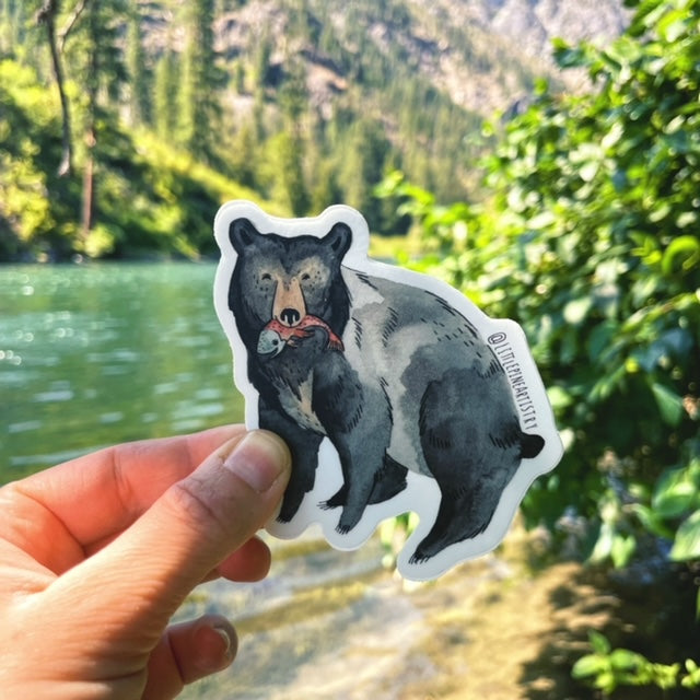 Black Bear Fishing Sticker