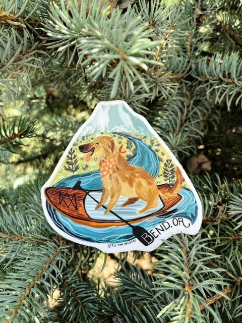 Bend Rafting Sticker Bend Paddle Board Pup Sticker – Canyon & Cove Art