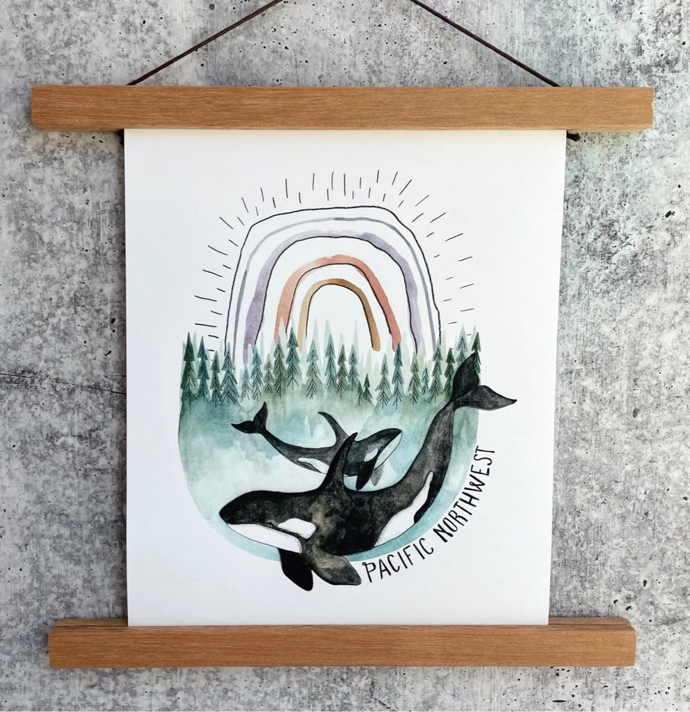 PNW Orcas Print (w/words)